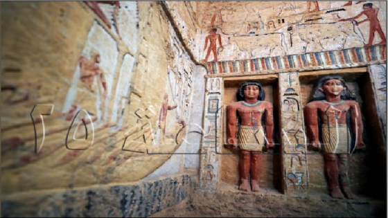 إكتشاف اثرى يعود للأسرة الخامسة قبل الميلاد يحتوى على 55 تمثالا